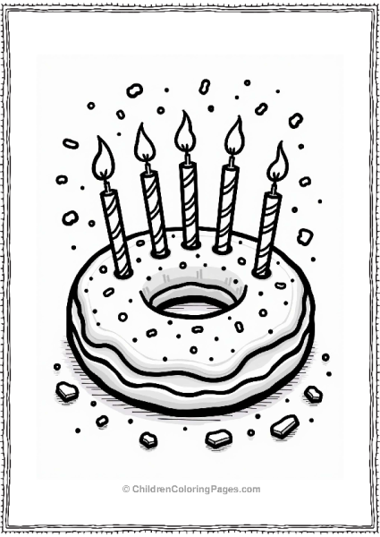 Birthday Cake Donut With Candles Free PDF Printable