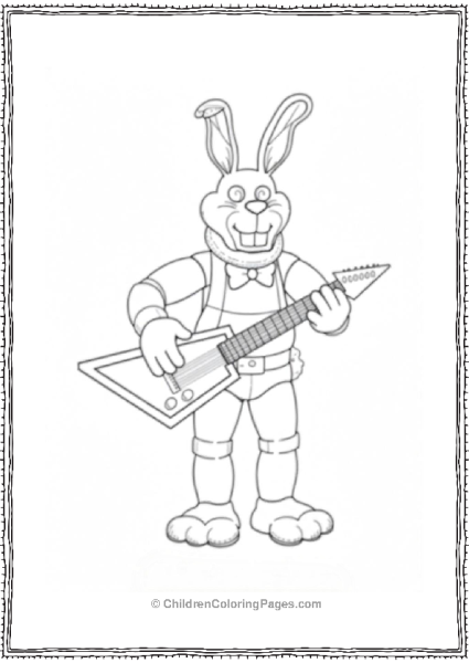 Bonnie The Bunny Playing Guitar Five Nights At Freddy’s Coloring Page Free PDF Printable