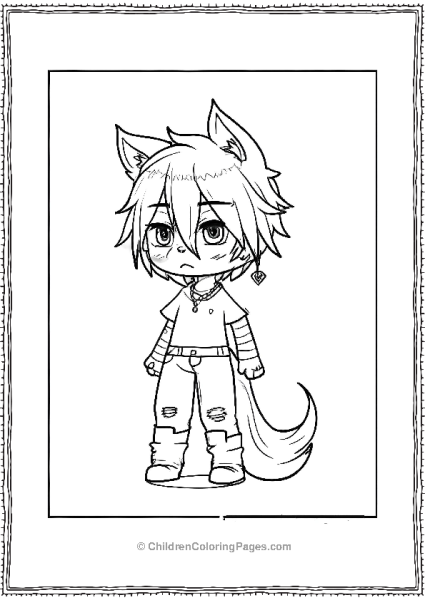 Boy With Wolf Tail Gacha Life Coloring Pages Free PDF Printable