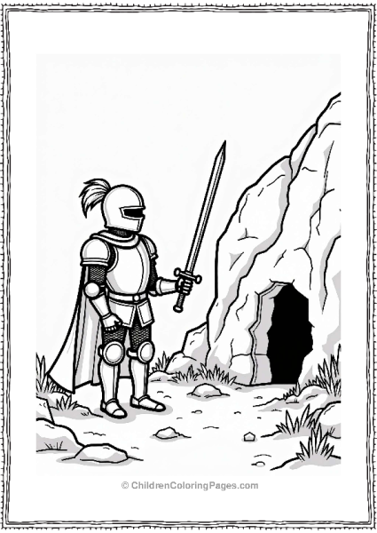 Brave Knight By A Mysterious Cave Free PDF Printable