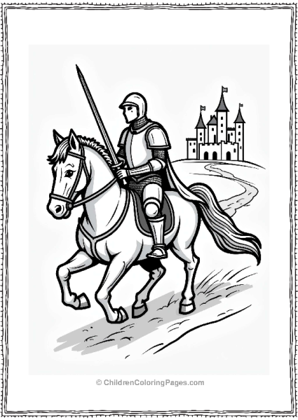 Brave Knight Galloping Towards A Castle Free PDF Printable