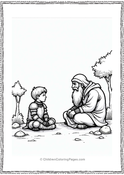 Brave Knight Listening To Wise Man Free PDF Printable