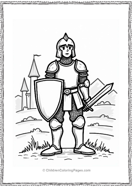 Brave Knight With Shield And Castle Free PDF Printable