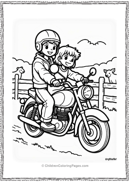 Brother And Sister On Motorcycle With Sidecar Free PDF Printable