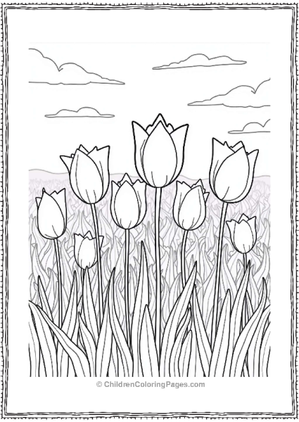 Budding Tulip Field In Spring Free PDF Printable