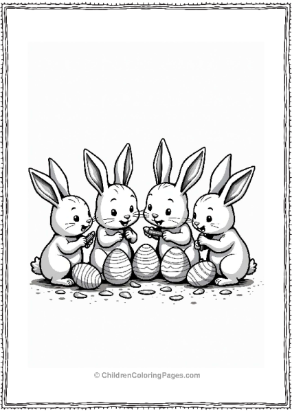 Bunnies Painting Easter Eggs Free PDF Printable