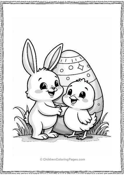 Spring Bunny And Chick By An Easter Egg Free PDF Printable