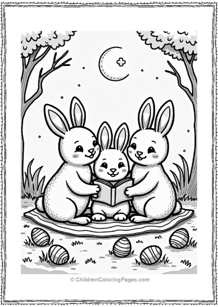 Easter  Bunny Family Under The Night Sky Free PDF Printable