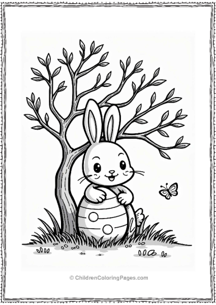 Bunny Hiding Behind Easter Egg Free PDF Printable