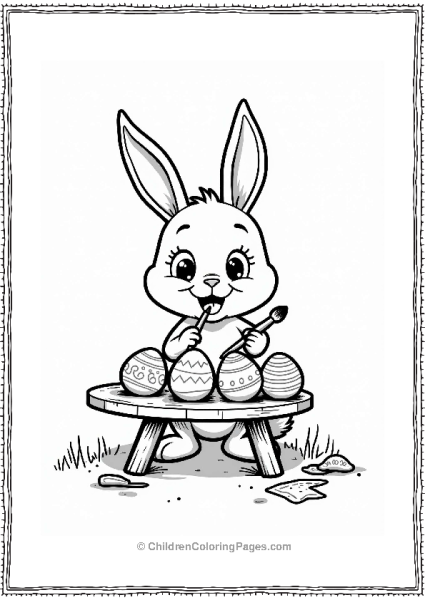 Easter Bunny Painting Easter Eggs Free PDF Printable