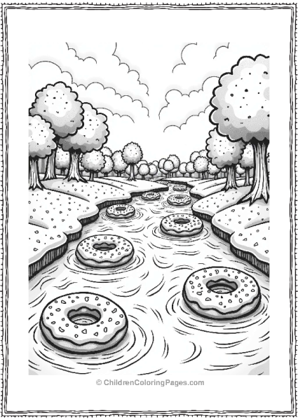 Candy River With Floating Donuts Free PDF Printable