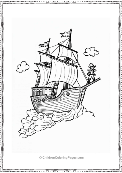 Peter Pan Captain Hook On A Flying Ship Free PDF Printable