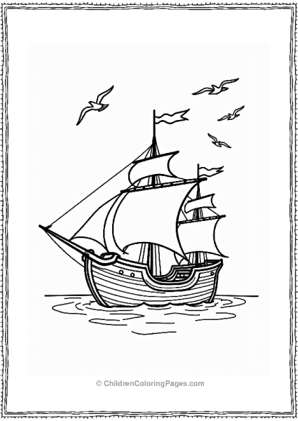 Peter Pan Captain Hook’s Pirate Ship Outline Free PDF Printable