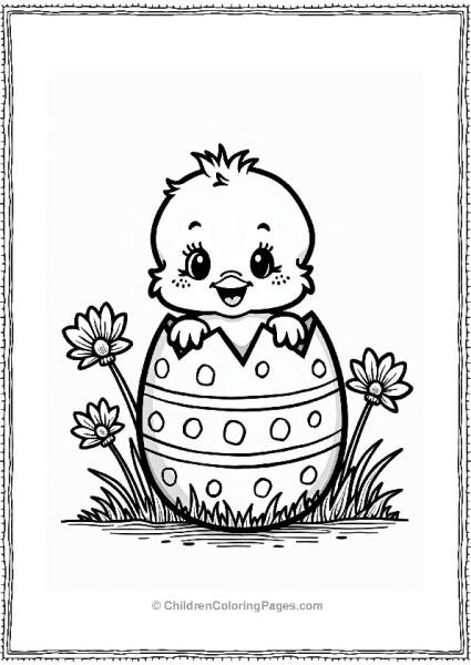 Spring Cheerful Baby Chick In Colorful Easter Egg Free PDF Printable