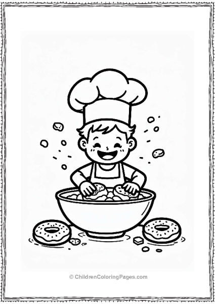 Cheerful Baker Mixing Donut Batter Free PDF Printable