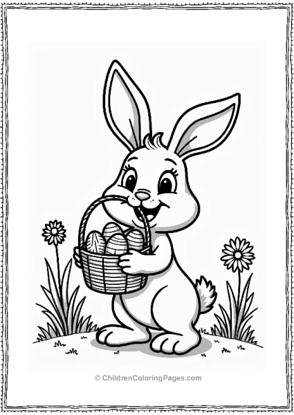 Spring Cheerful Bunny With Easter Basket Free PDF Printable