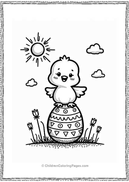 Cheerful Chick On Easter Egg Free PDF Printable