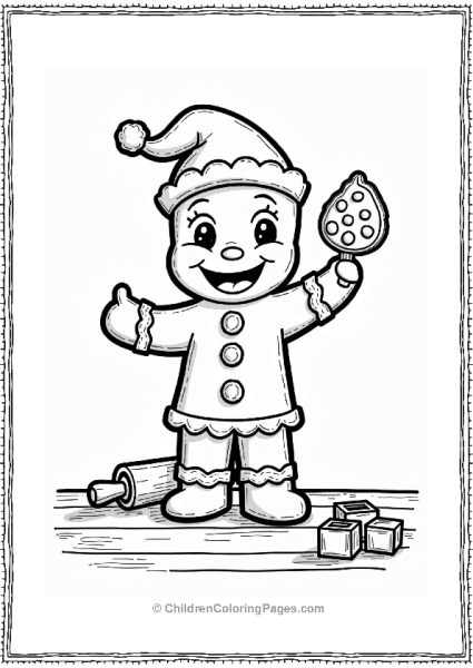 Christmas Cheerful Gingerbread Man With Cookie Free PDF Printable