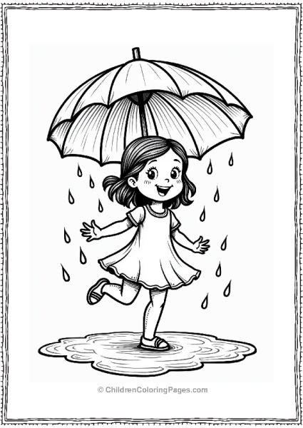 Spring Cheerful Girl Under Rainbow Umbrella Free PDF Printable