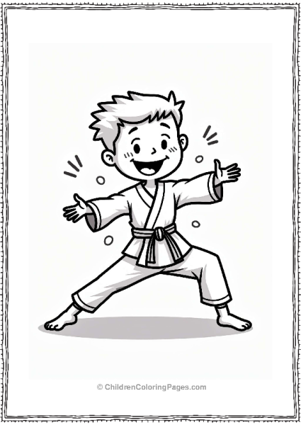 Cheerful Karate Student Stretching Free PDF Printable