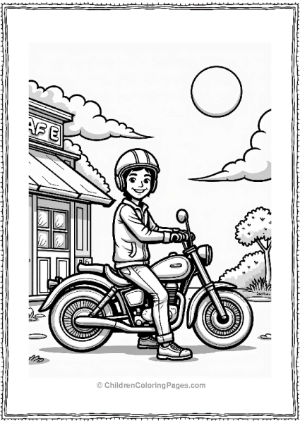 Cheerful Motorcyclist By Vintage Motorcycle Free PDF Printable