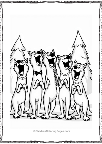 Cheerful Werewolves Choir Illustration Free PDF Printable