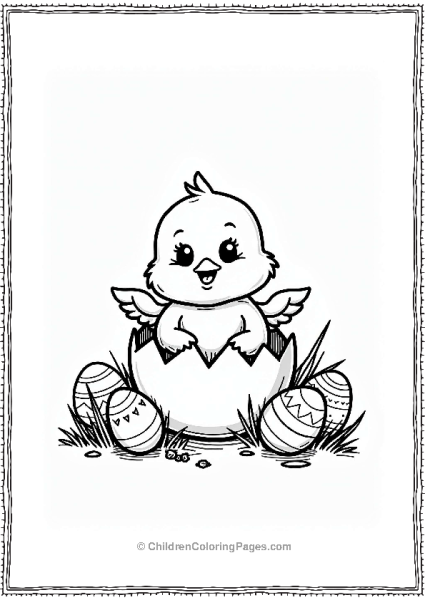 Spring Chick Hatching From An Easter Egg Free PDF Printable