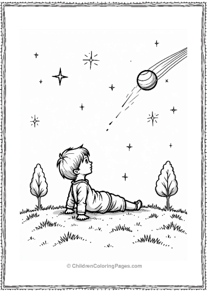 Child Watching Meteor Shower In The Solar System Free PDF Printable