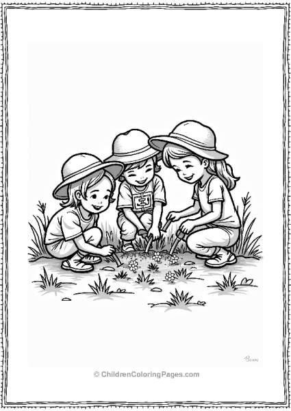 Spring Children Planting Flowers In Spring Free PDF Printable