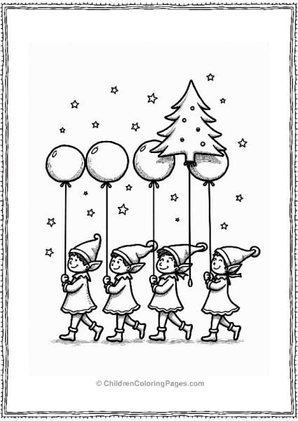 Christmas Elves In A Parade Free PDF Printable