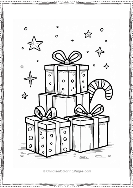 Christmas Presents With Candy Cane Free PDF Printable