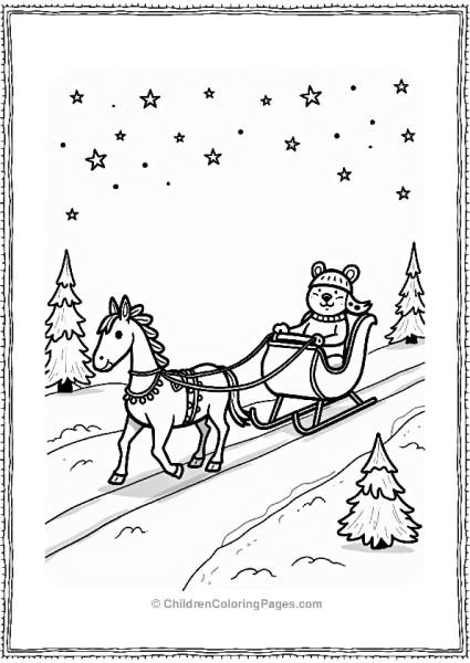 Christmas Sleigh Ride Through A Starry Snowy Path Free PDF Printable