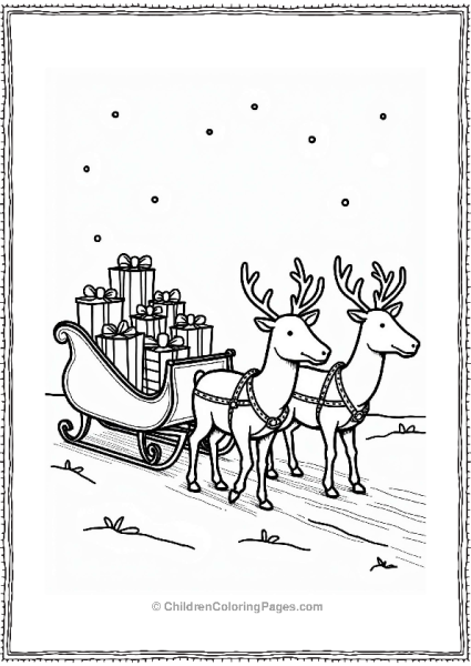 Christmas Sleigh With Reindeer And Presents Free PDF Printable
