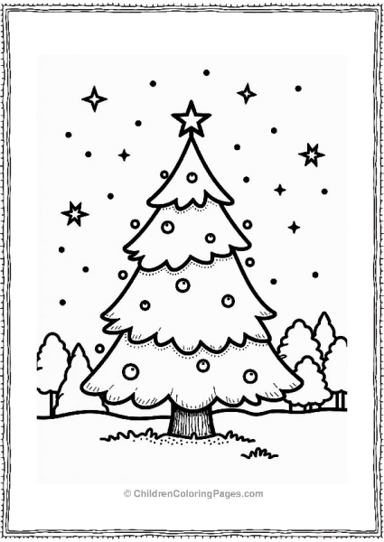 Christmas Tree In A Snowy Park Free PDF Printable