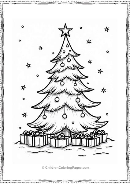 Christmas Tree With Gifts And Lights Free PDF Printable