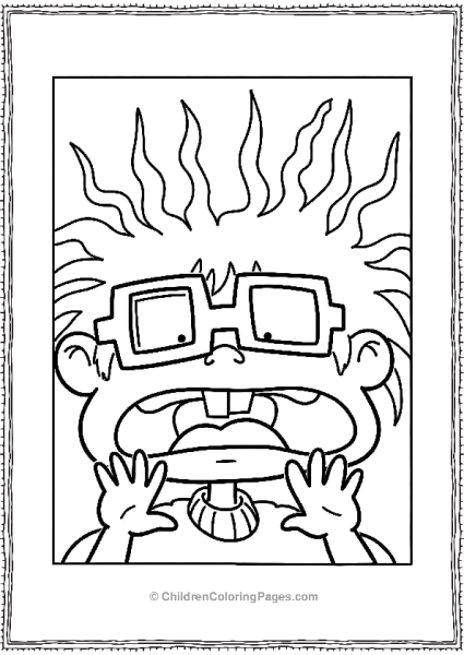 Chuckie With Messy Hair And Glasses Screaming Rugrats Free PDF Printable