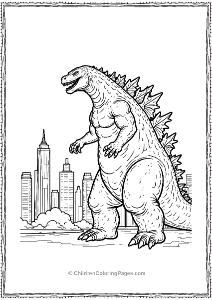 City Skyline With Godzilla Free PDF Printable