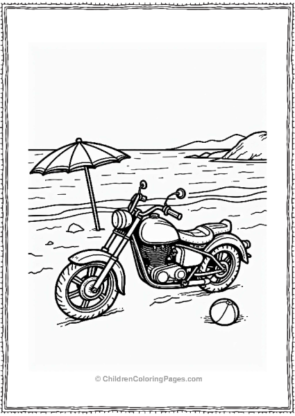 Classic Motorcycle At The Beach Free PDF Printable