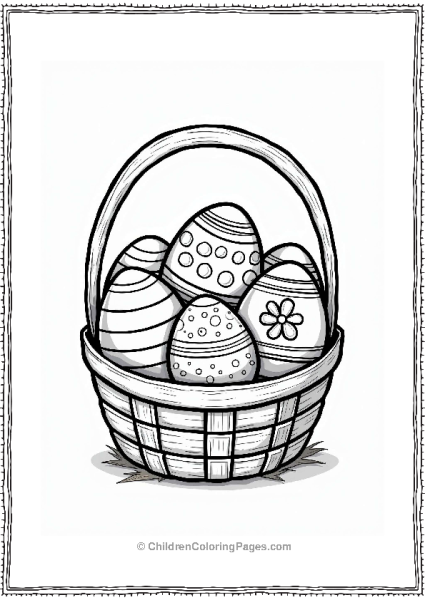 Colorful Easter Eggs In A Basket Free PDF Printable