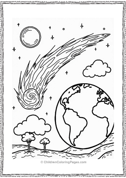 Comet Over Earth In The Solar System Free PDF Printable