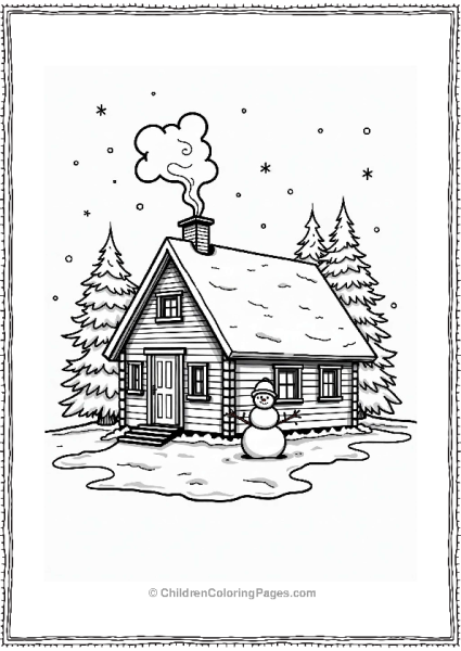 Christmas Cozy Cabin In A Snowy Landscape Free PDF Printable