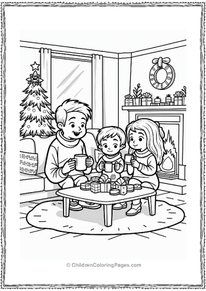 Cozy Christmas Living Room Scene Free PDF Printable