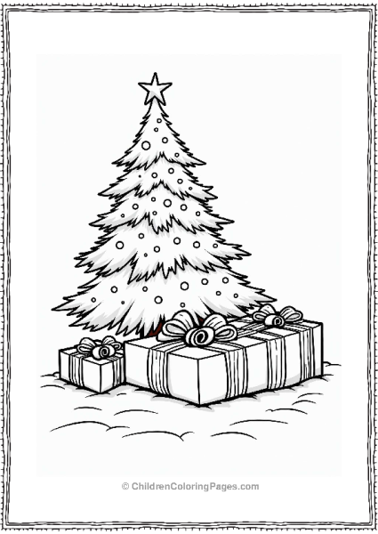 Cozy Christmas Scene With Wrapped Present Free PDF Printable
