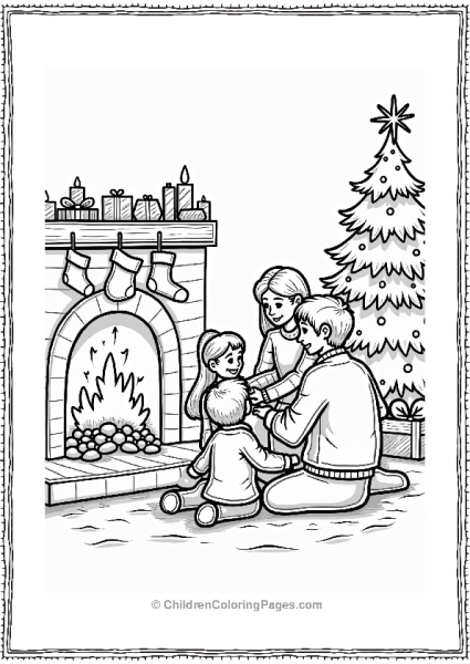 Cozy Family Christmas Scene Free PDF Printable