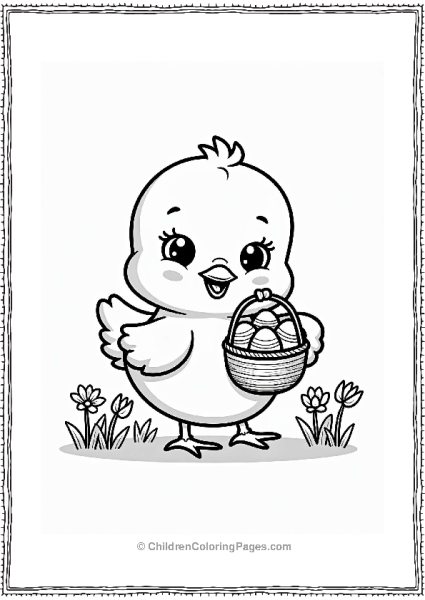 Cute Baby Chick With Colorful Easter Eggs Free PDF Printable