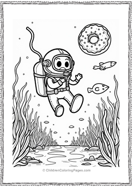 Diving Donut Diver In An Underwater World Free PDF Printable