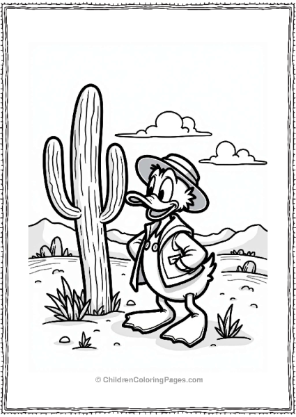 Donald Duck As An Explorer In The Desert Free PDF Printable