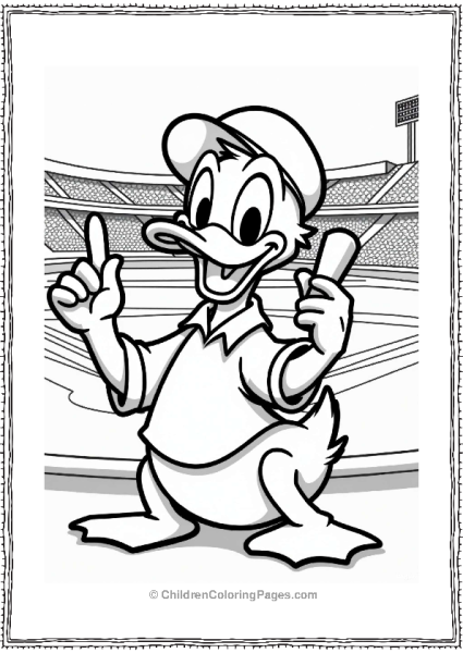 Donald Duck At A Baseball Game Free PDF Printable