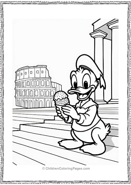 Donald Duck At The Colosseum Free PDF Printable