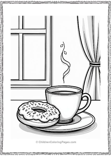 Donut And Coffee In A Cozy Cafe Free PDF Printable